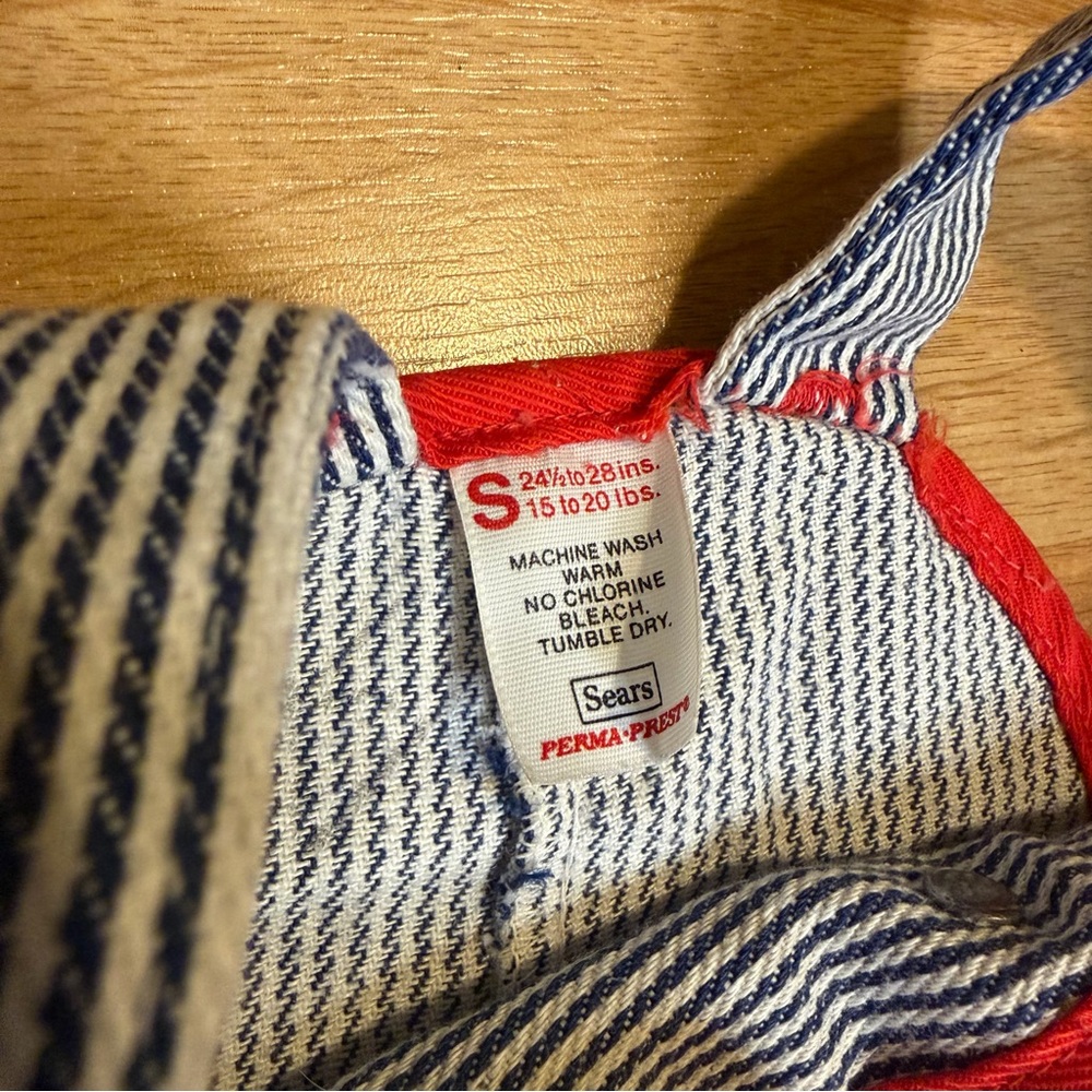 Sears Vintage Baby Infant Overalls Bundle, Train Pinstripe And Blue Size Small - Picture 4 of 11